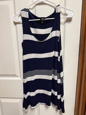 Cable & Gauge Navy and White Striped Sleeveless Dress